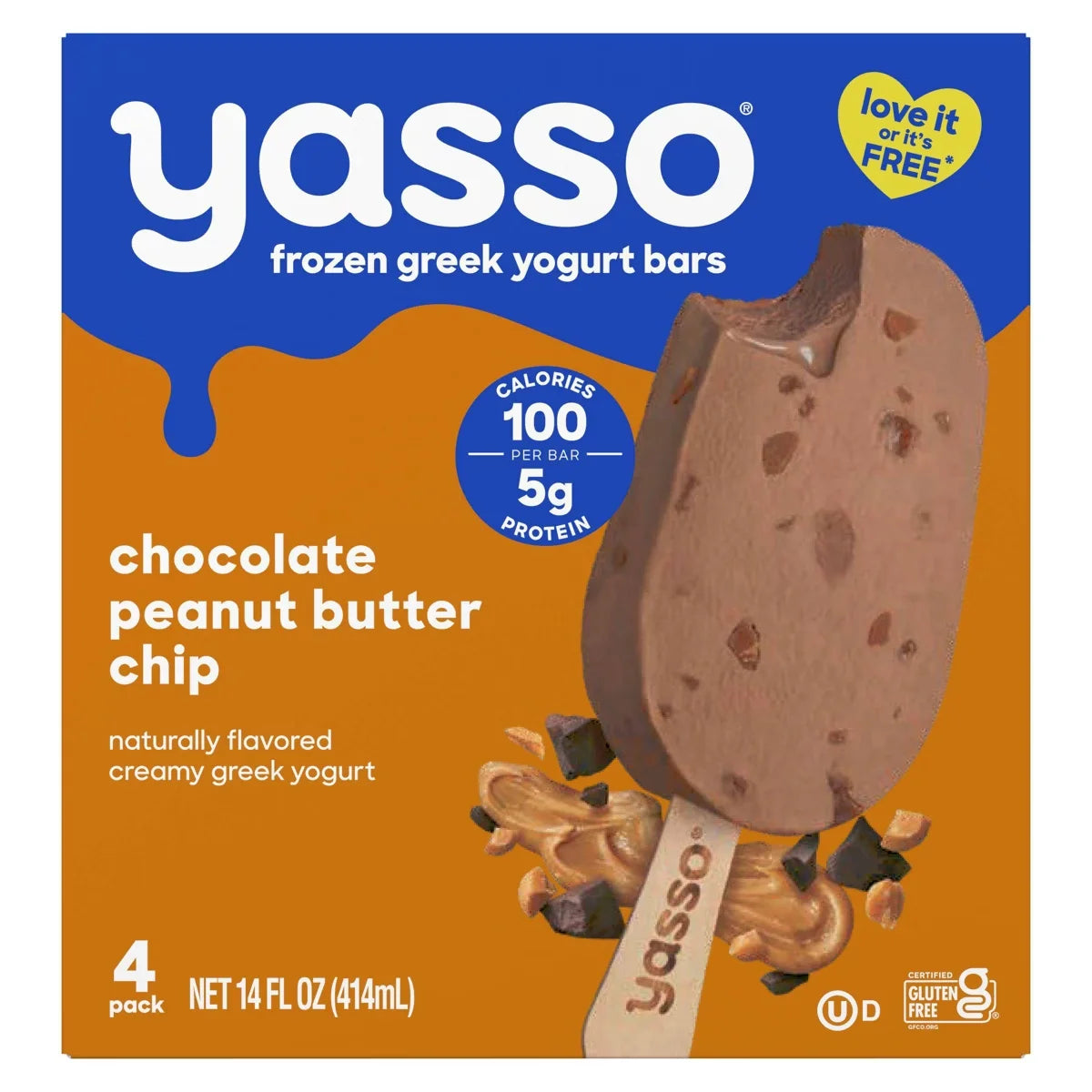 Yasso Frozen Greek Yogurt - Chocolate Peanut Butter Chip Bars - 4pk/14 fl oz