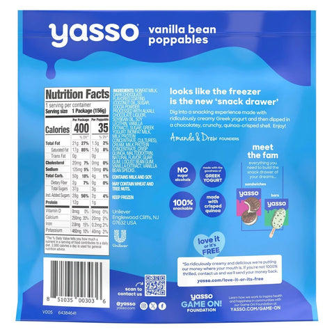 Yasso Frozen Greek Yogurt - Vanilla Bean Poppables - 6.84 fl oz