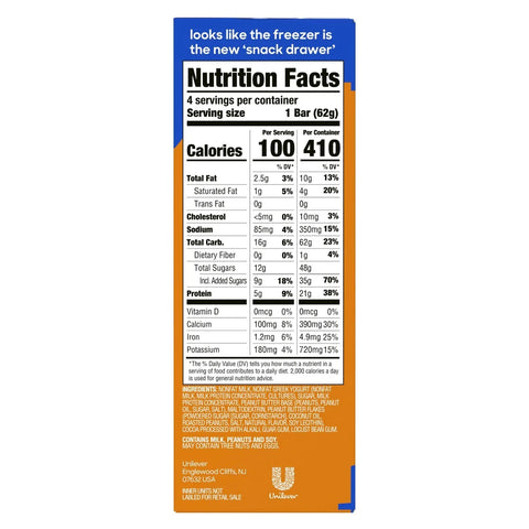 Yasso Frozen Greek Yogurt - Chocolate Peanut Butter Chip Bars - 4pk/14 fl oz