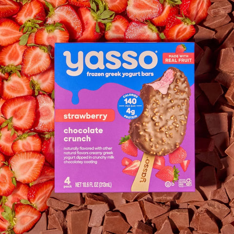 Yasso Frozen Greek Yogurt Indulgent Strawberry Chocolate Crunch - 10.6 fl oz/4ct