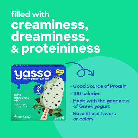 Yasso Frozen Greek Yogurt - Mint Chocolate Chip Bars - 4pk/14 fl oz