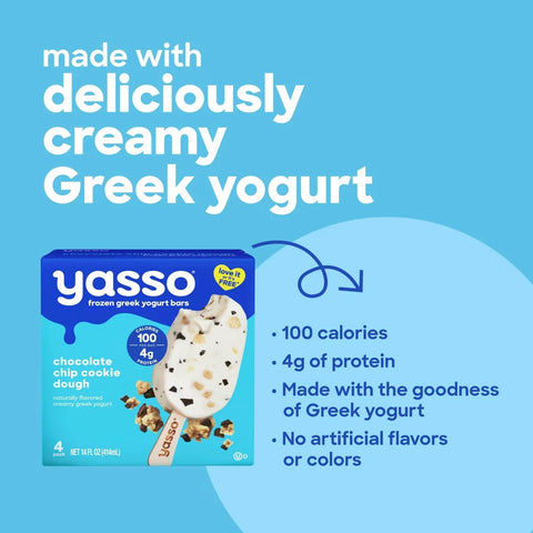 Yasso Frozen Greek Yogurt - Chocolate Chip Cookie Dough Bars - 4pk/14 fl oz