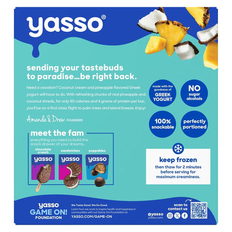 Yasso Frozen Greek Yogurt Creamy Pineapple Coconut Bars - 14 fl oz/4ct