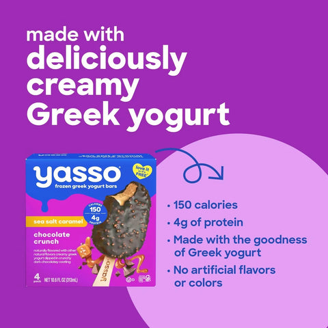 Yasso Frozen Greek Yogurt Indulgent Caramel Dark Chocolate Crunch - 4ct