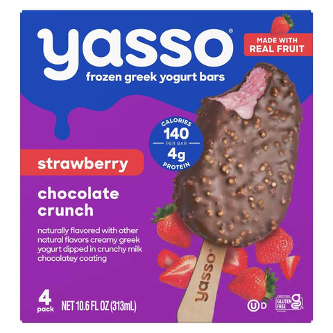 Yasso Frozen Greek Yogurt Indulgent Strawberry Chocolate Crunch - 10.6 fl oz/4ct