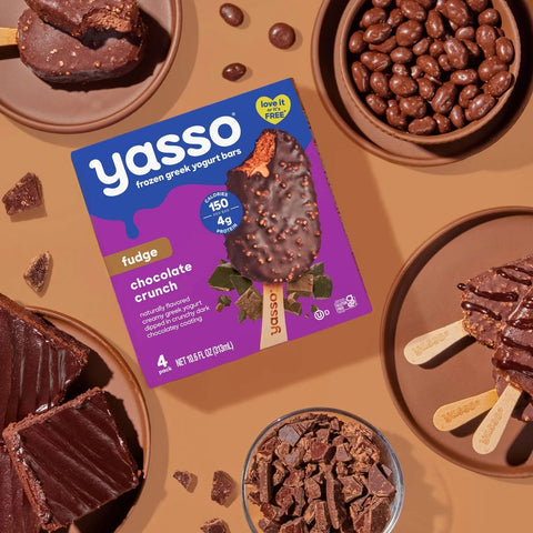 Yasso Frozen Greek Yogurt Indulgent Fudge Chocolate Crunch - 10.6 fl oz/4ct