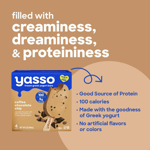 Yasso Frozen Greek Yogurt - Coffee Chocolate Chip Bars - 4ct