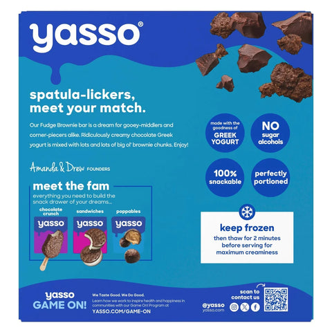 Yasso Frozen Greek Yogurt - Fudge Brownie Bars - 4ct